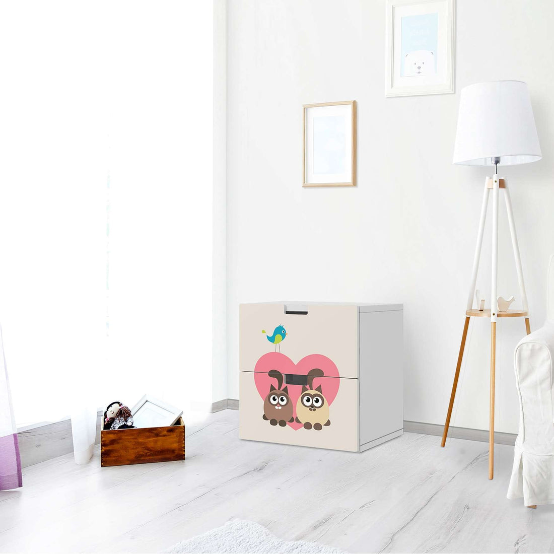 Klebefolie für Möbel Cats Heart - IKEA Stuva Kommode - 2 Schubladen - Kinderzimmer