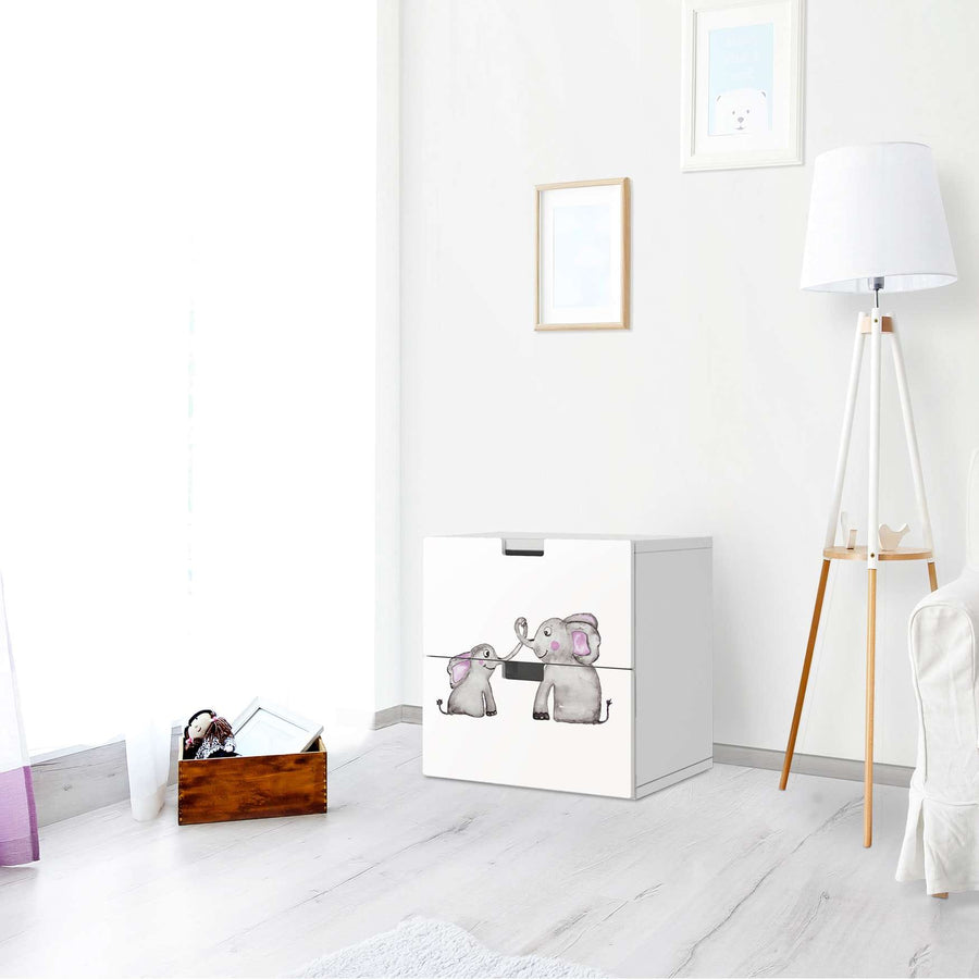 Klebefolie für Möbel Elefanten - IKEA Stuva Kommode - 2 Schubladen - Kinderzimmer