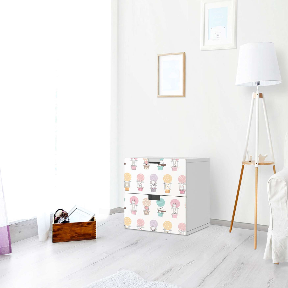 Klebefolie für Möbel Flying Animals - IKEA Stuva Kommode - 2 Schubladen - Kinderzimmer