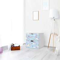 Klebefolie für Möbel Rainbow Unicorn - IKEA Stuva Kommode - 2 Schubladen - Kinderzimmer