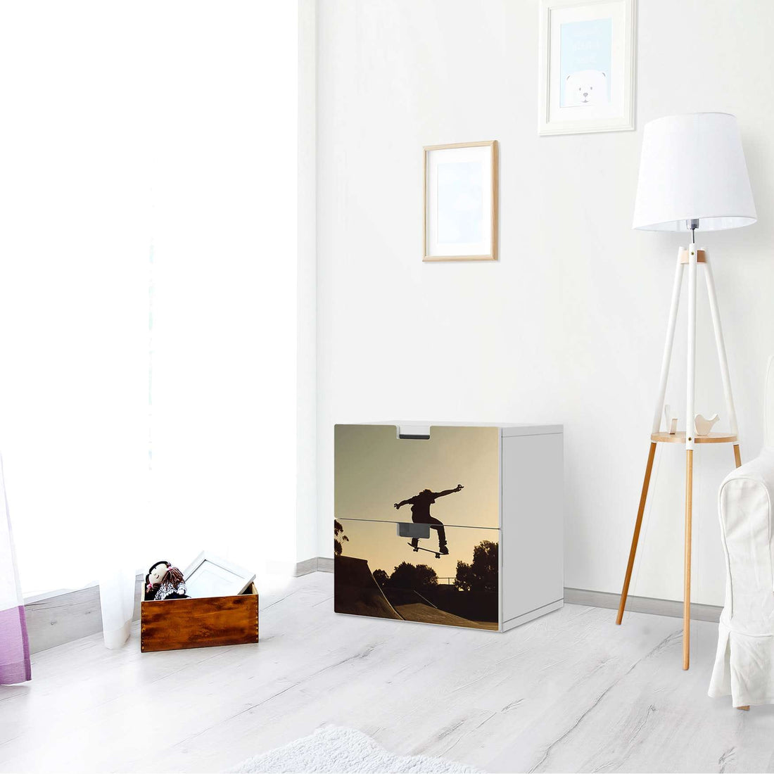Klebefolie für Möbel Skater - IKEA Stuva Kommode - 2 Schubladen - Kinderzimmer