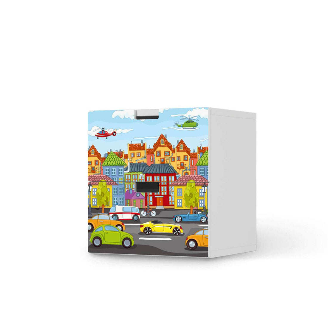 Klebefolie für Möbel City Life - IKEA Stuva Kommode - 2 Schubladen  - weiss