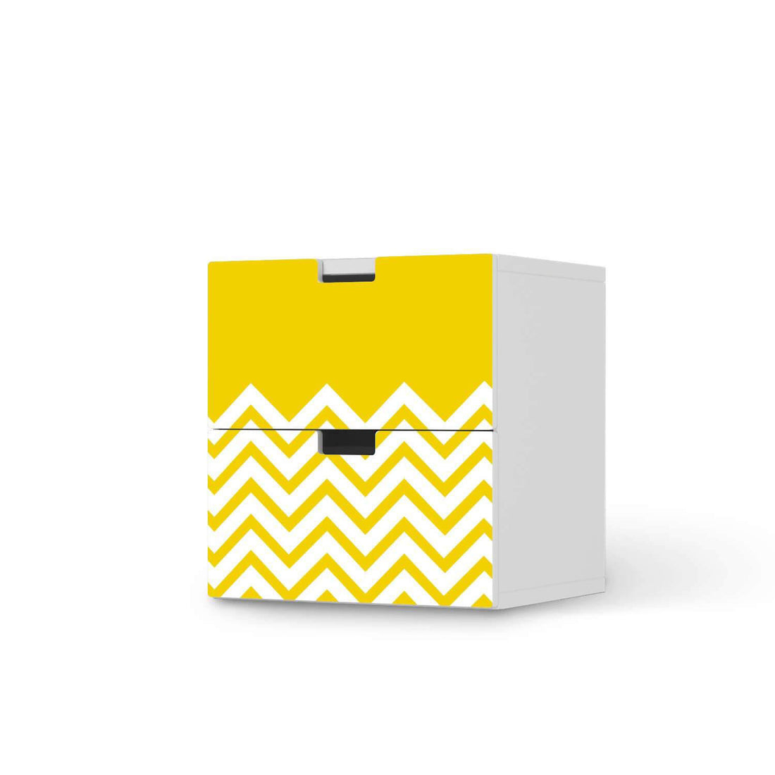 Klebefolie für Möbel Gelbe Zacken - IKEA Stuva Kommode - 2 Schubladen  - weiss