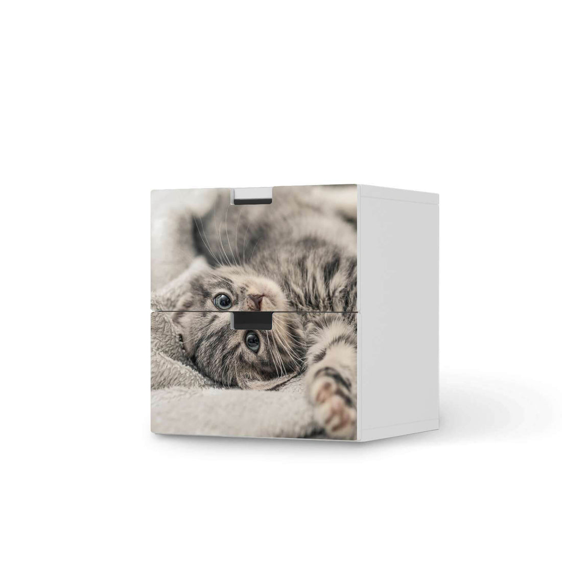Klebefolie für Möbel Kitty the Cat - IKEA Stuva Kommode - 2 Schubladen  - weiss