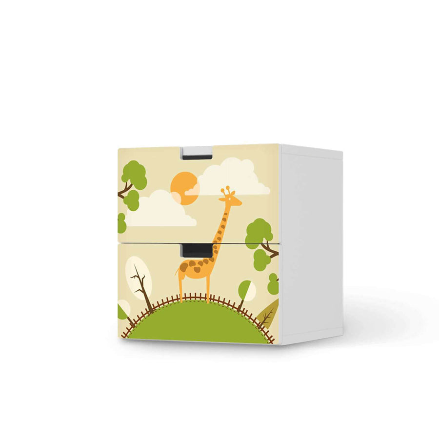 Klebefolie für Möbel Mountain Giraffe - IKEA Stuva Kommode - 2 Schubladen  - weiss