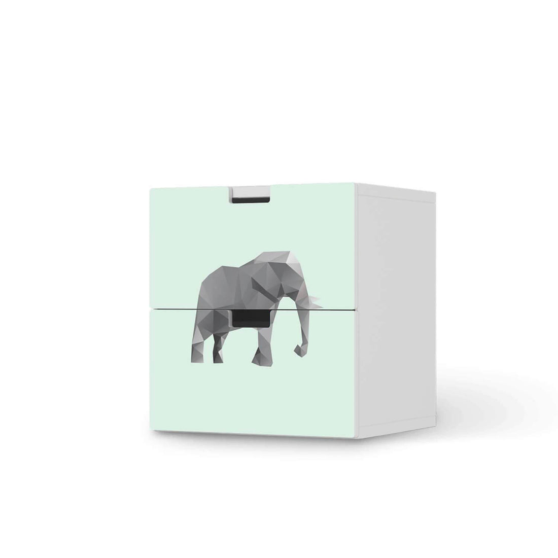 Klebefolie für Möbel Origami Elephant - IKEA Stuva Kommode - 2 Schubladen  - weiss