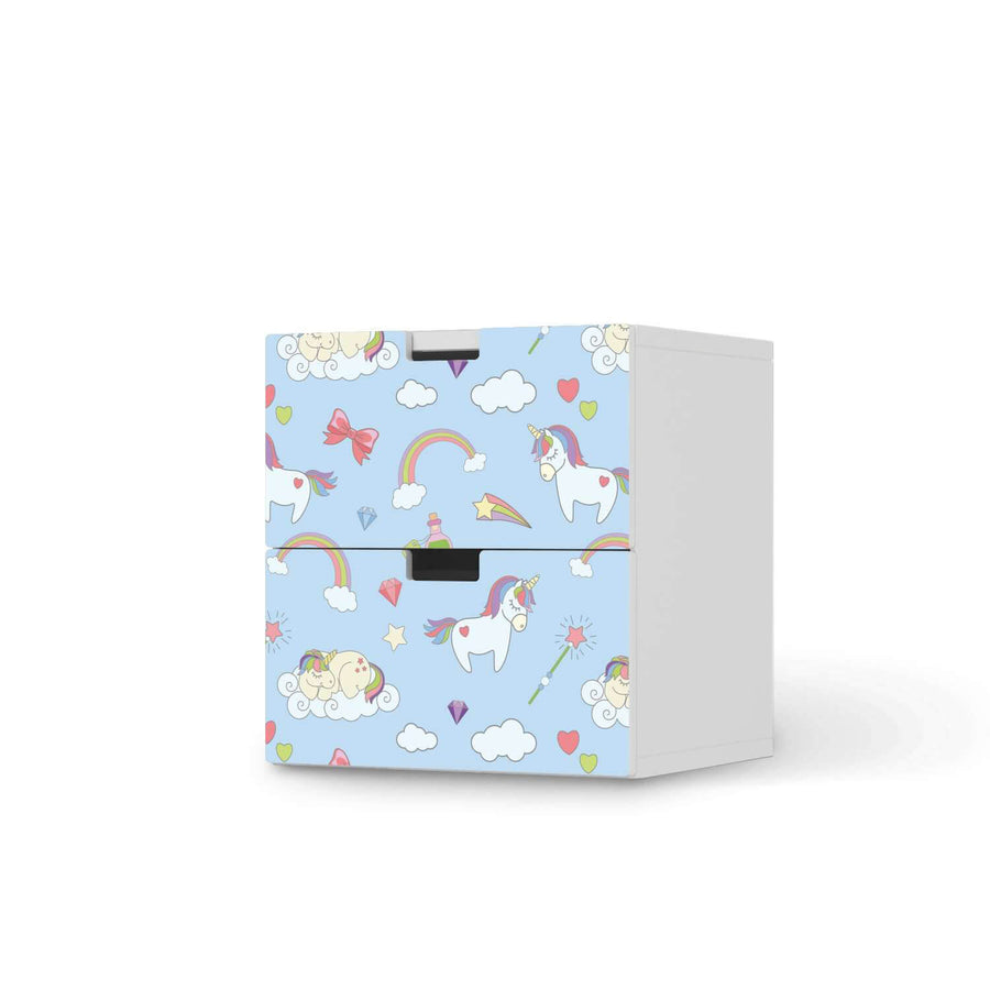 Klebefolie für Möbel Rainbow Unicorn - IKEA Stuva Kommode - 2 Schubladen  - weiss