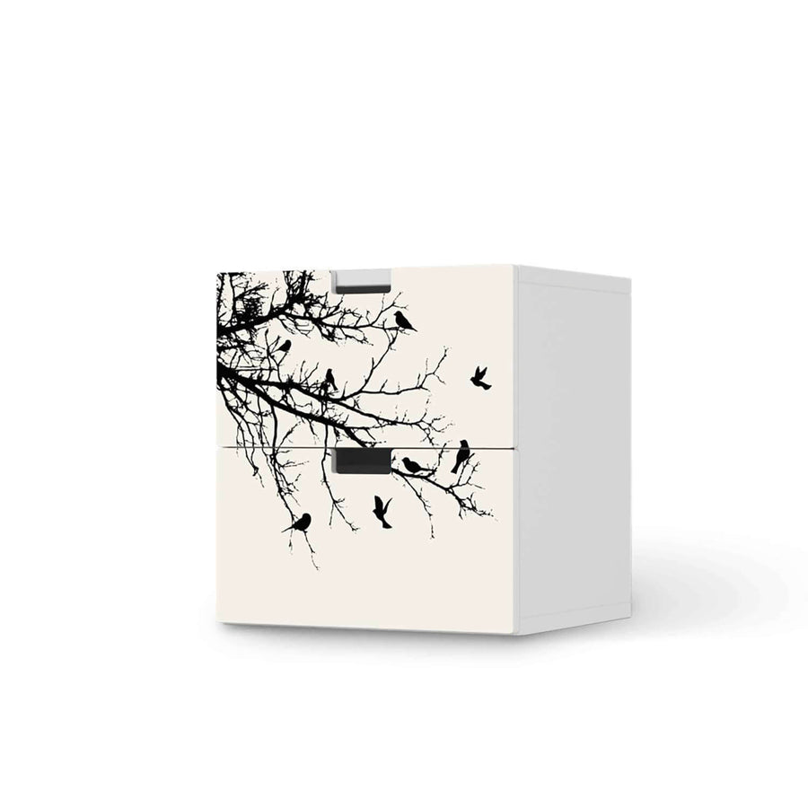 Klebefolie für Möbel Tree and Birds 1 - IKEA Stuva Kommode - 2 Schubladen  - weiss