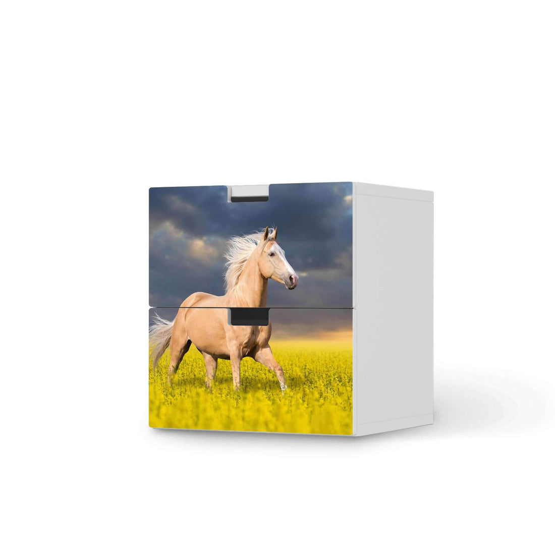 Klebefolie für Möbel Wildpferd - IKEA Stuva Kommode - 2 Schubladen  - weiss