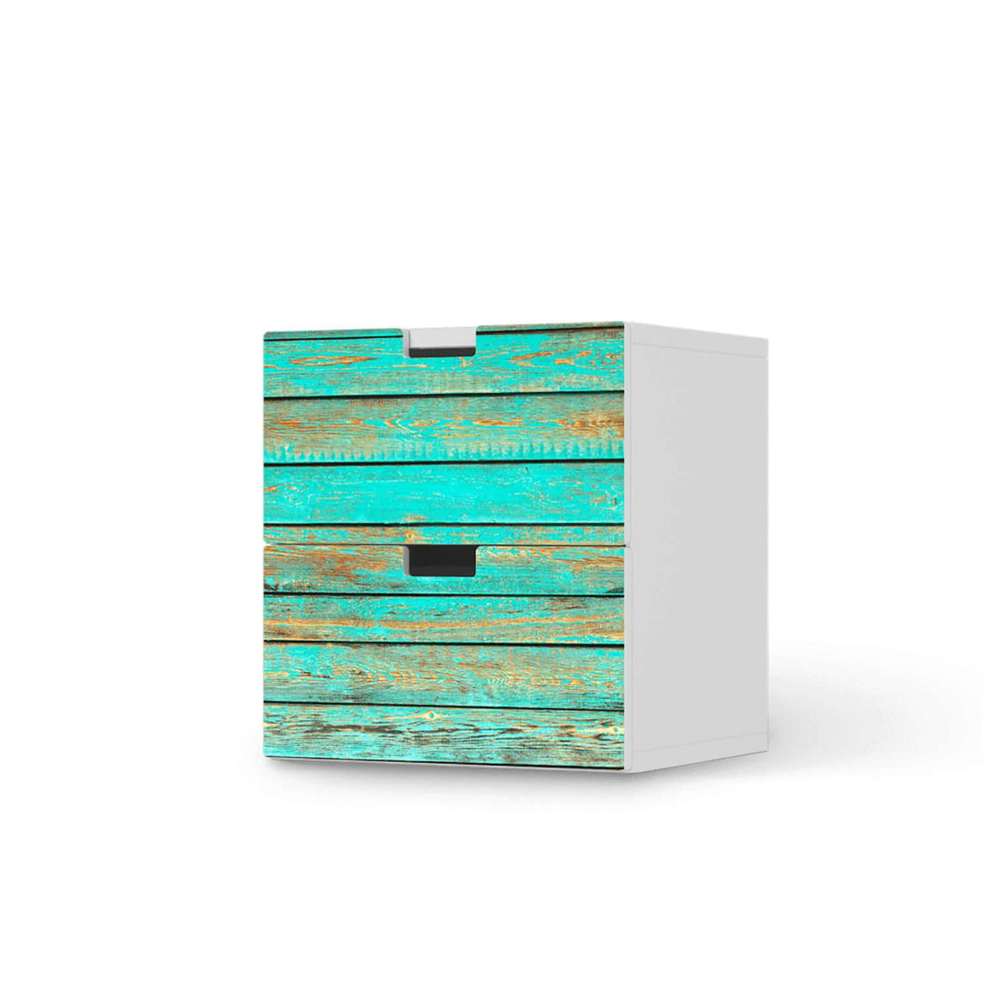 Klebefolie für Möbel Wooden Aqua - IKEA Stuva Kommode - 2 Schubladen  - weiss