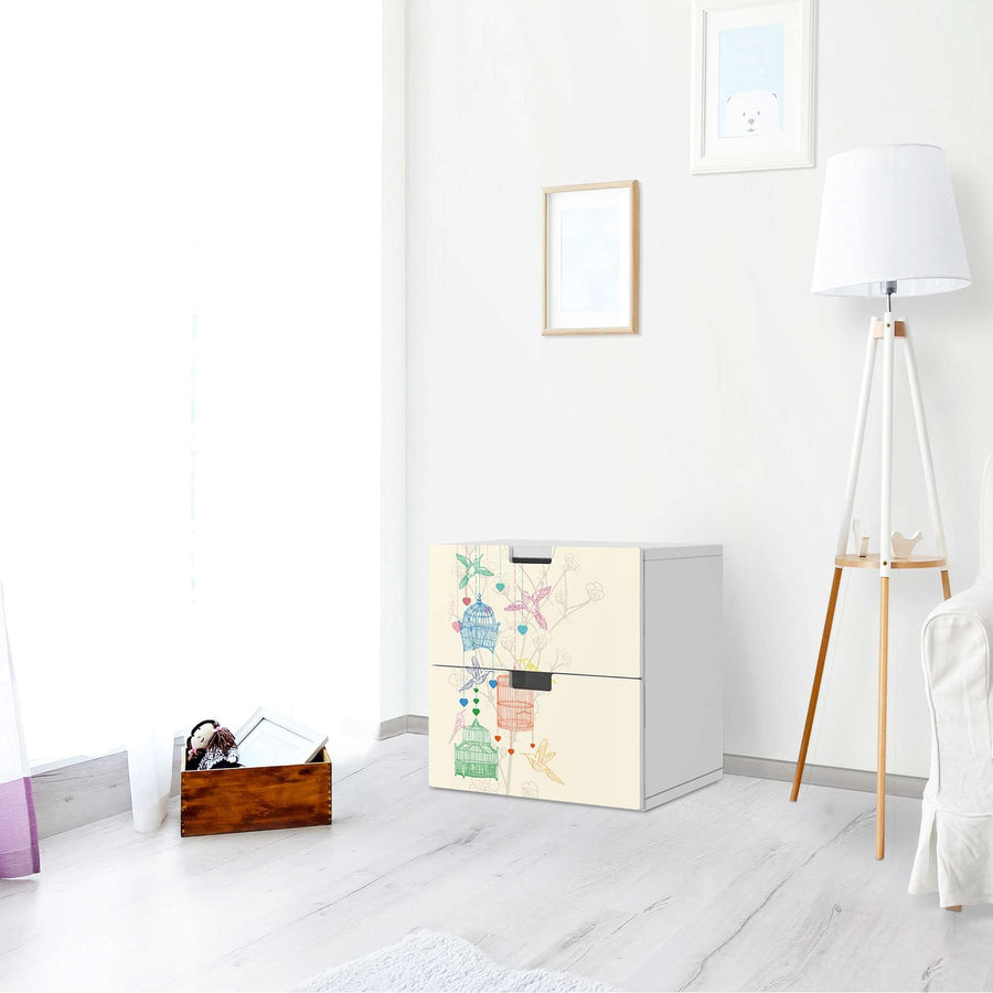 Klebefolie für Möbel Birdcage - IKEA Stuva Kommode - 2 Schubladen - Wohnzimmer