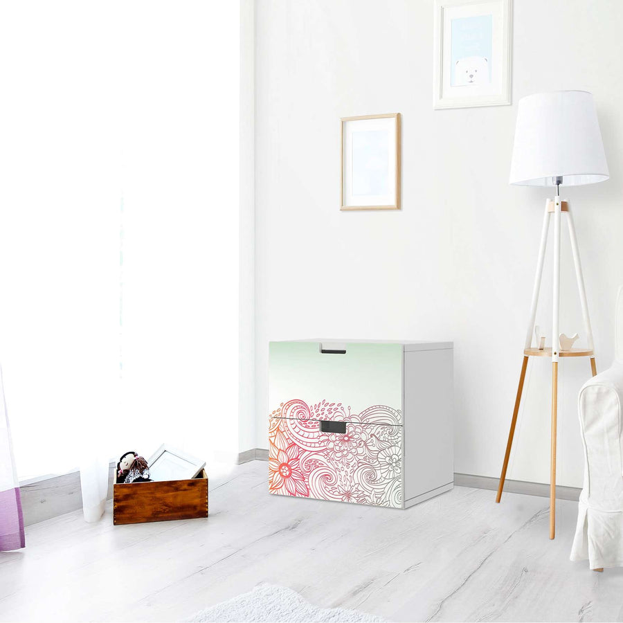 Klebefolie für Möbel Floral Doodle - IKEA Stuva Kommode - 2 Schubladen - Wohnzimmer