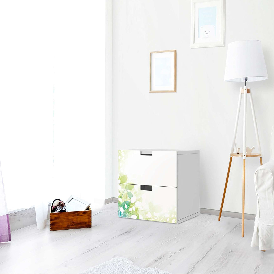 Klebefolie für Möbel Flower Light - IKEA Stuva Kommode - 2 Schubladen - Wohnzimmer