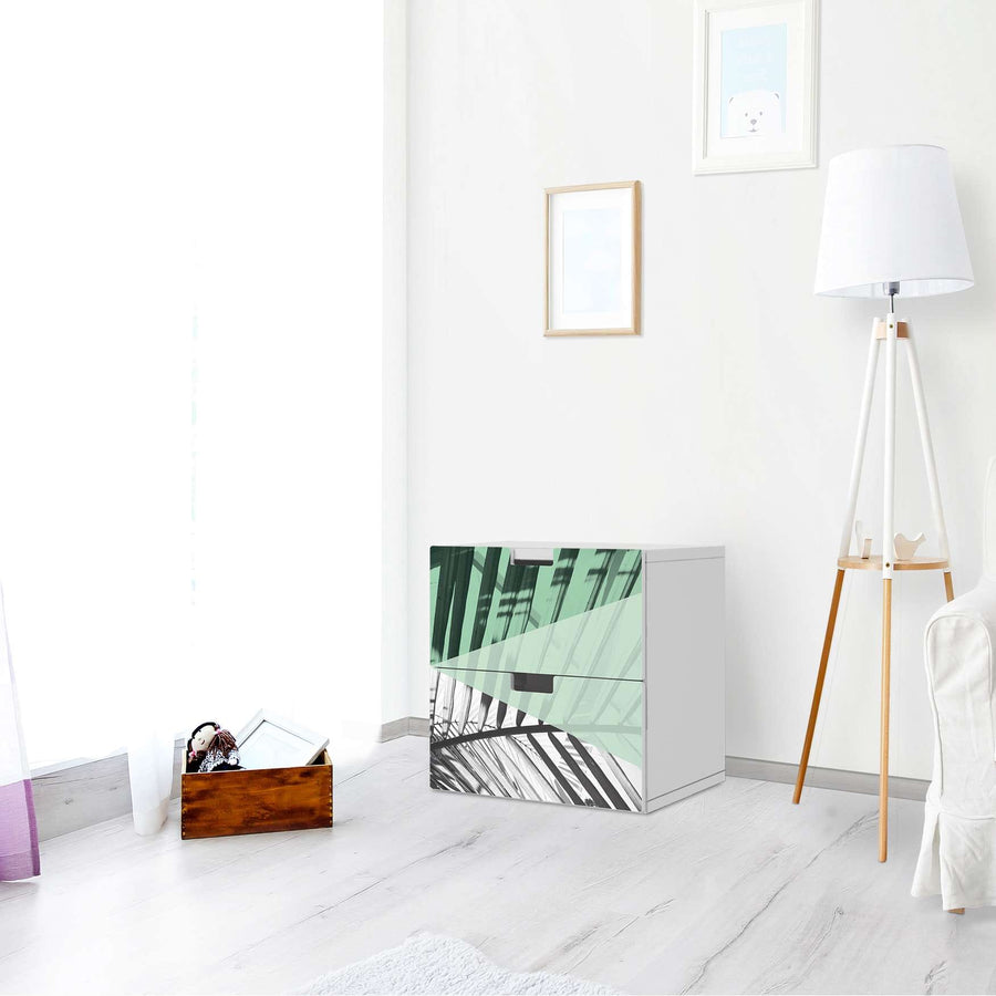 Klebefolie für Möbel Palmen mint - IKEA Stuva Kommode - 2 Schubladen - Wohnzimmer