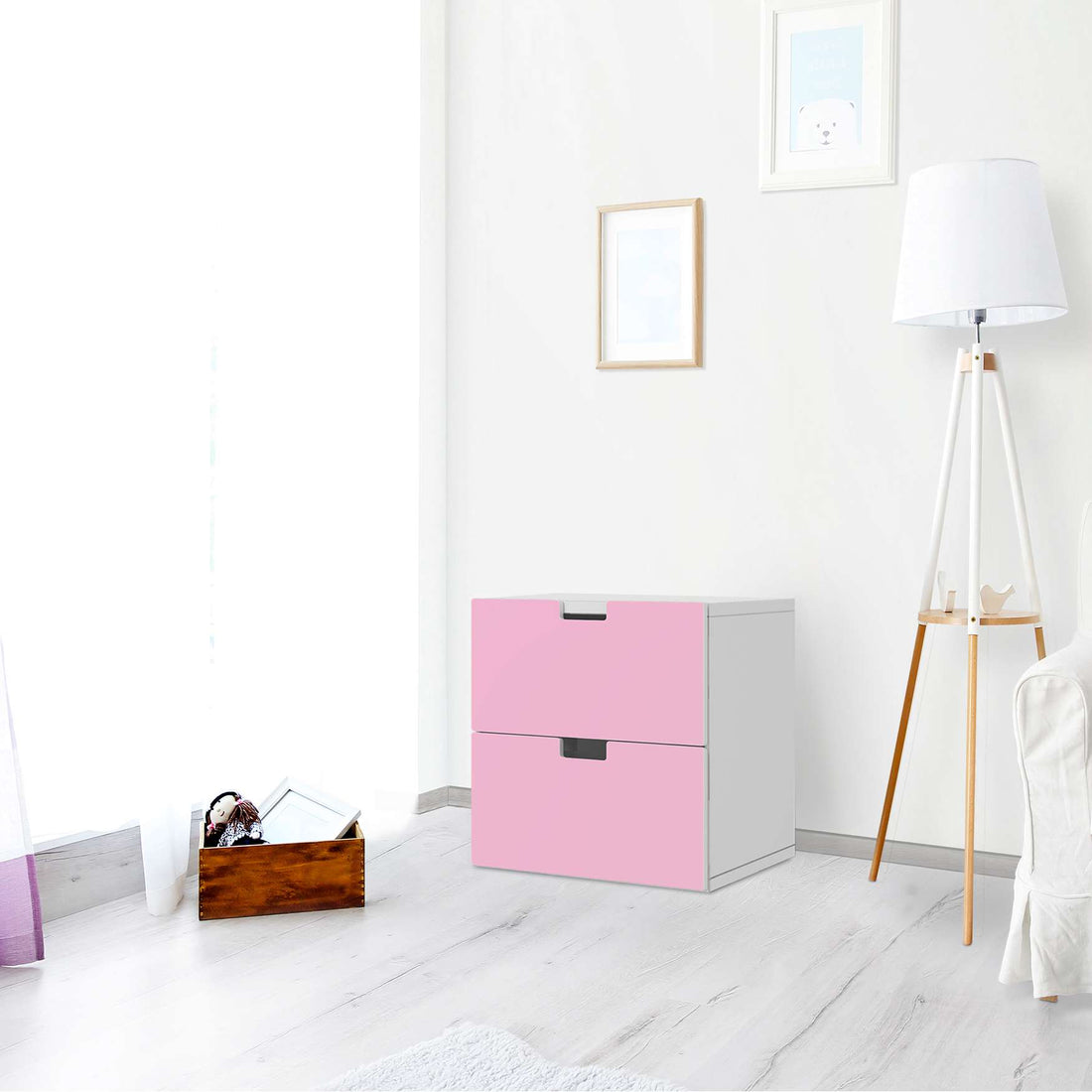 Klebefolie für Möbel Pink Light - IKEA Stuva Kommode - 2 Schubladen - Wohnzimmer