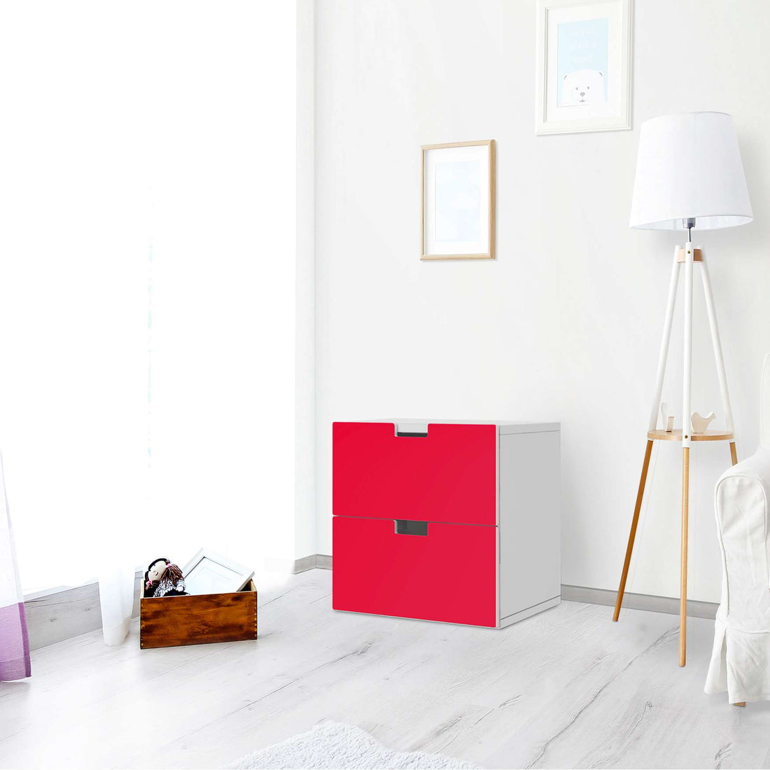 Klebefolie für Möbel Rot Light - IKEA Stuva Kommode - 2 Schubladen - Wohnzimmer
