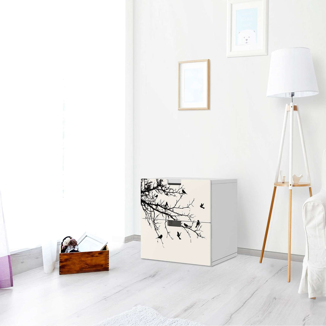 Klebefolie für Möbel Tree and Birds 1 - IKEA Stuva Kommode - 2 Schubladen - Wohnzimmer