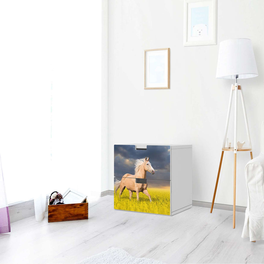 Klebefolie für Möbel Wildpferd - IKEA Stuva Kommode - 2 Schubladen - Wohnzimmer