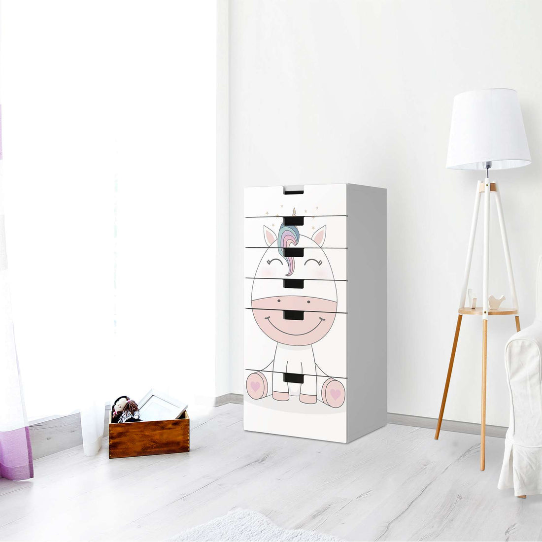Klebefolie für Möbel Baby Unicorn - IKEA Stuva Kommode - 6 Schubladen - Kinderzimmer
