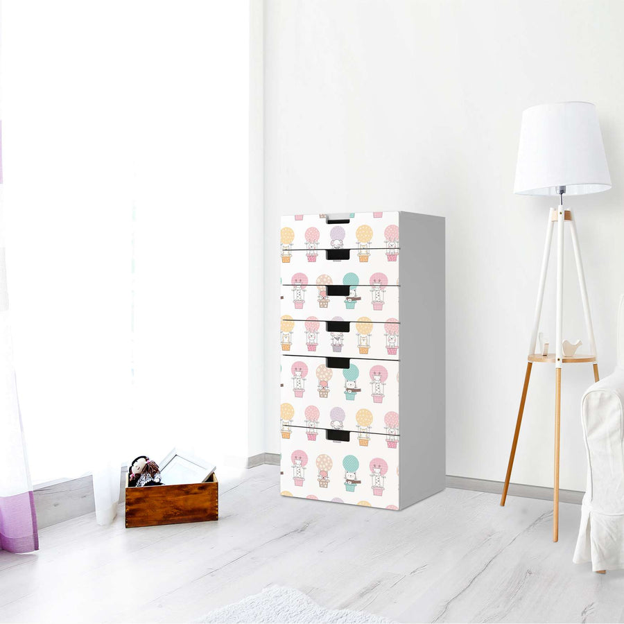 Klebefolie für Möbel Flying Animals - IKEA Stuva Kommode - 6 Schubladen - Kinderzimmer