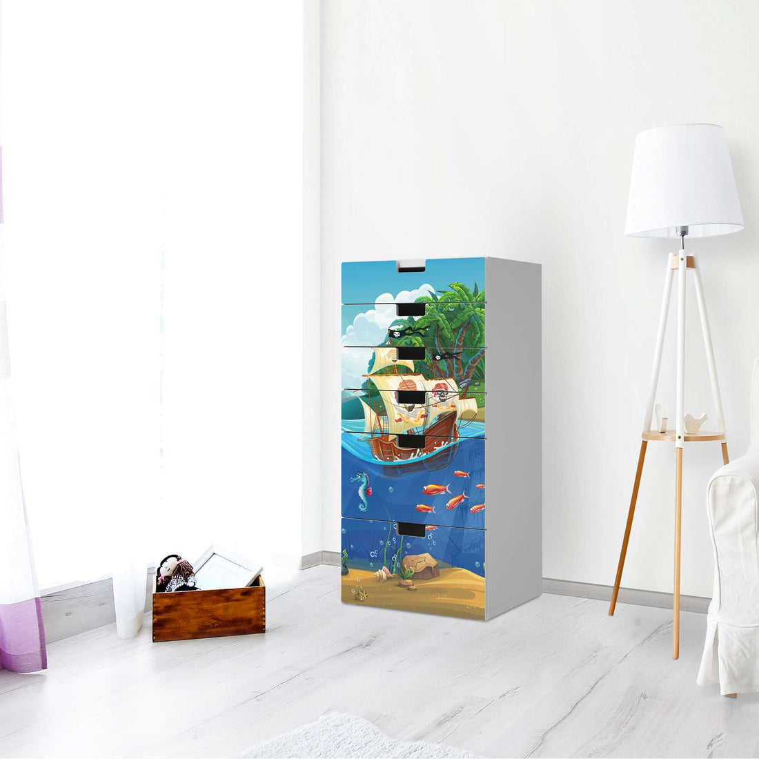 Klebefolie für Möbel Pirates - IKEA Stuva Kommode - 6 Schubladen - Kinderzimmer