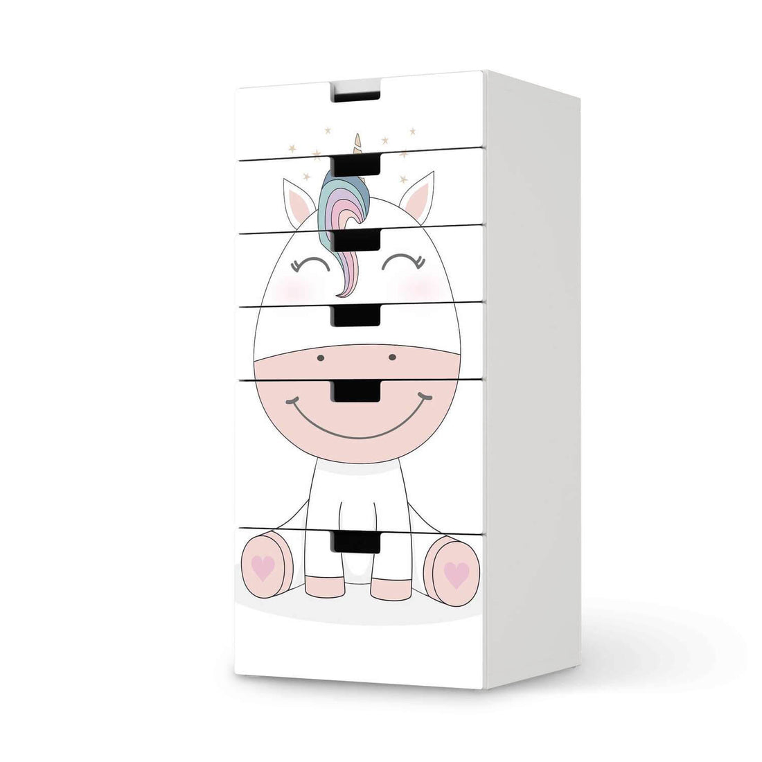 Klebefolie für Möbel Baby Unicorn - IKEA Stuva Kommode - 6 Schubladen  - weiss
