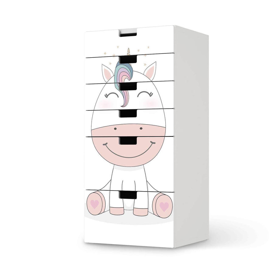 Klebefolie für Möbel Baby Unicorn - IKEA Stuva Kommode - 6 Schubladen  - weiss