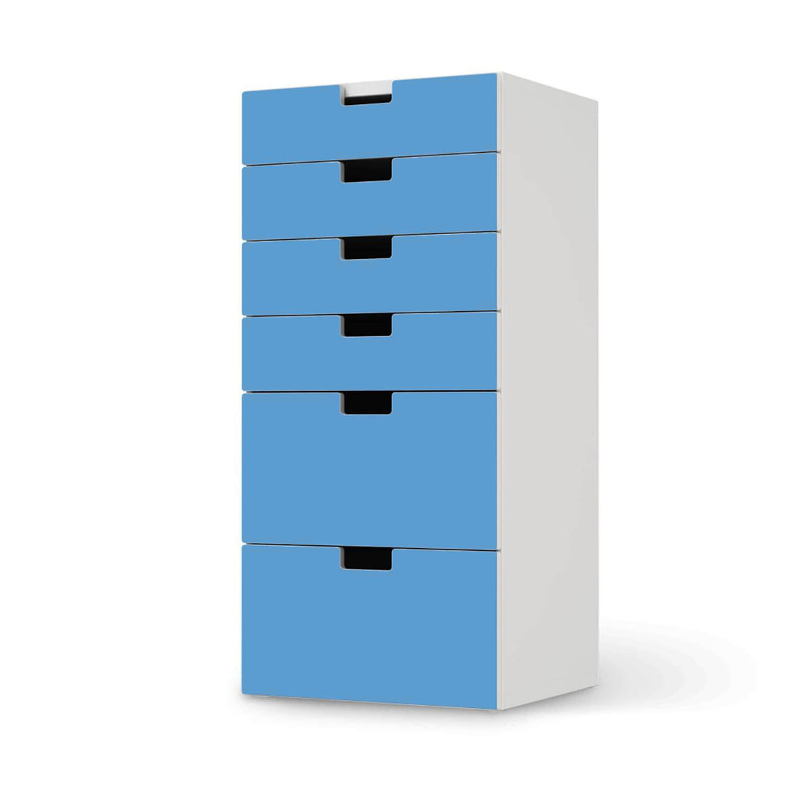 Klebefolie für Möbel Blau Light - IKEA Stuva Kommode - 6 Schubladen  - weiss