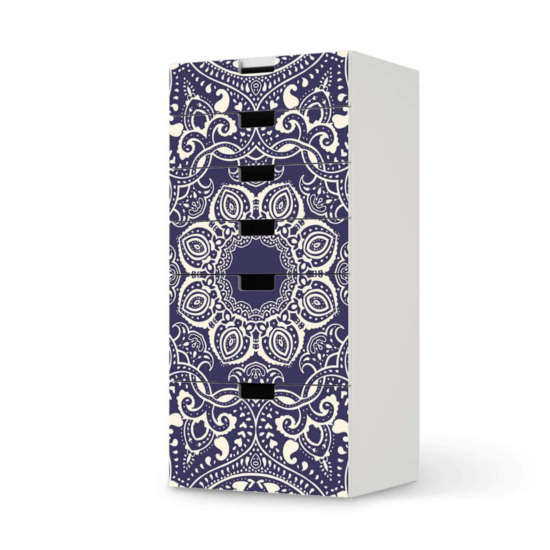 Klebefolie für Möbel Blue Mandala - IKEA Stuva Kommode - 6 Schubladen  - weiss