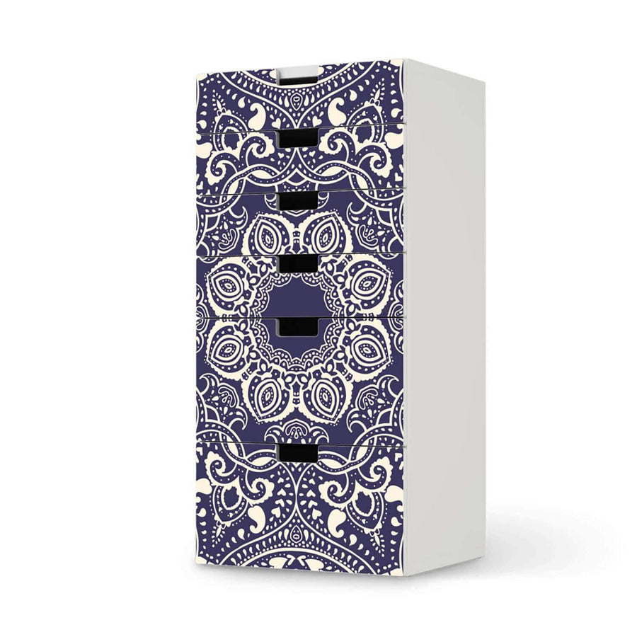 Klebefolie für Möbel Blue Mandala - IKEA Stuva Kommode - 6 Schubladen  - weiss