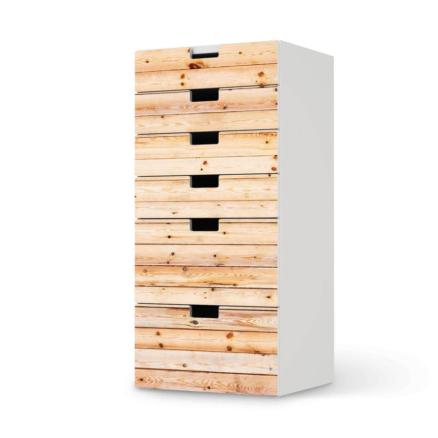 Klebefolie für Möbel Bright Planks - IKEA Stuva Kommode - 6 Schubladen  - weiss