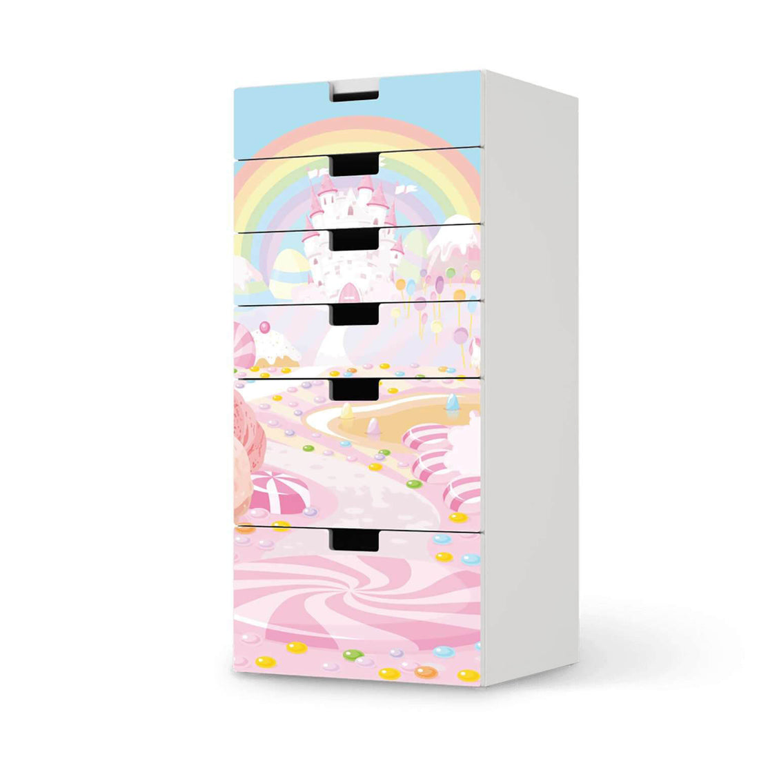 Klebefolie für Möbel Candyland - IKEA Stuva Kommode - 6 Schubladen  - weiss