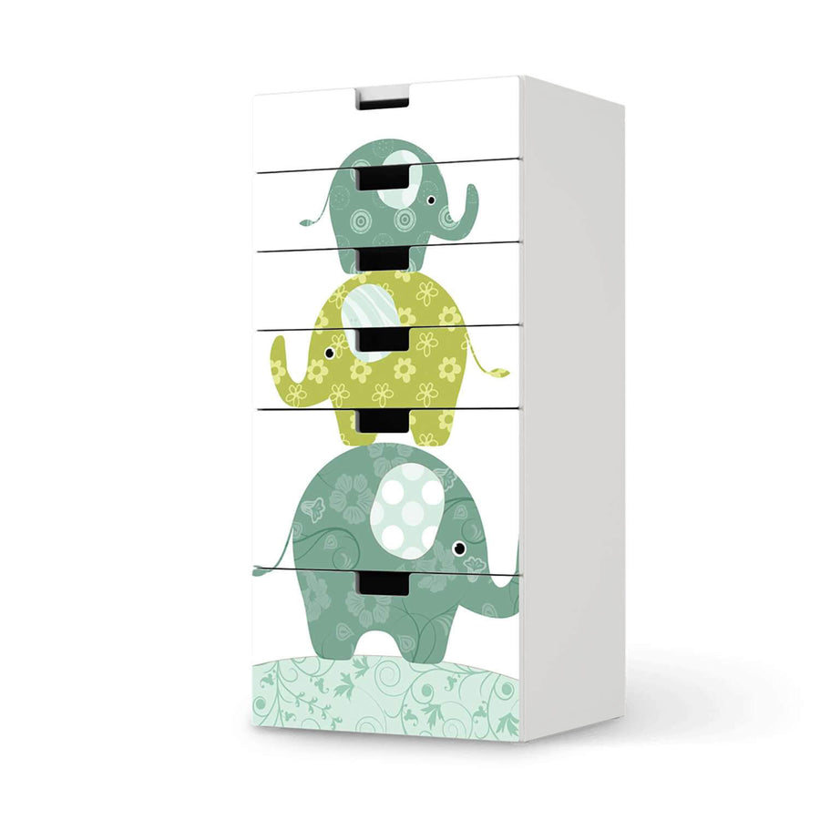 Klebefolie für Möbel Elephants - IKEA Stuva Kommode - 6 Schubladen  - weiss