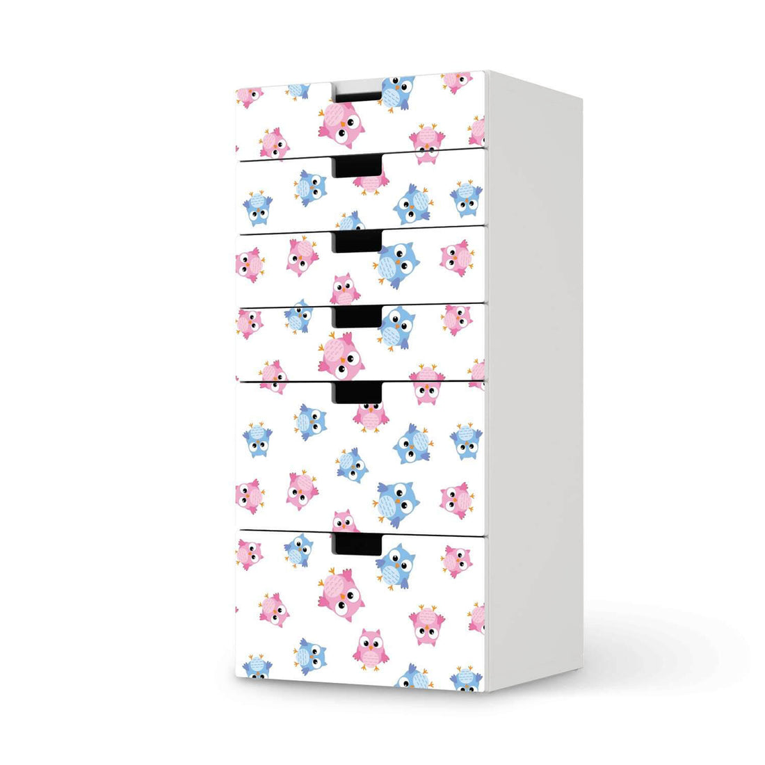 Klebefolie für Möbel Eulenparty - IKEA Stuva Kommode - 6 Schubladen  - weiss