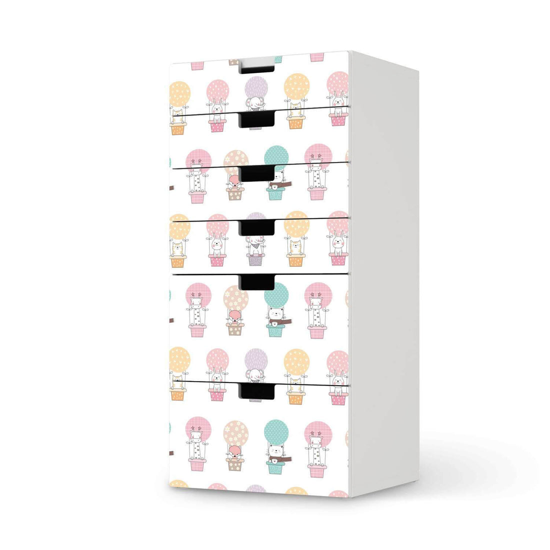 Klebefolie für Möbel Flying Animals - IKEA Stuva Kommode - 6 Schubladen  - weiss