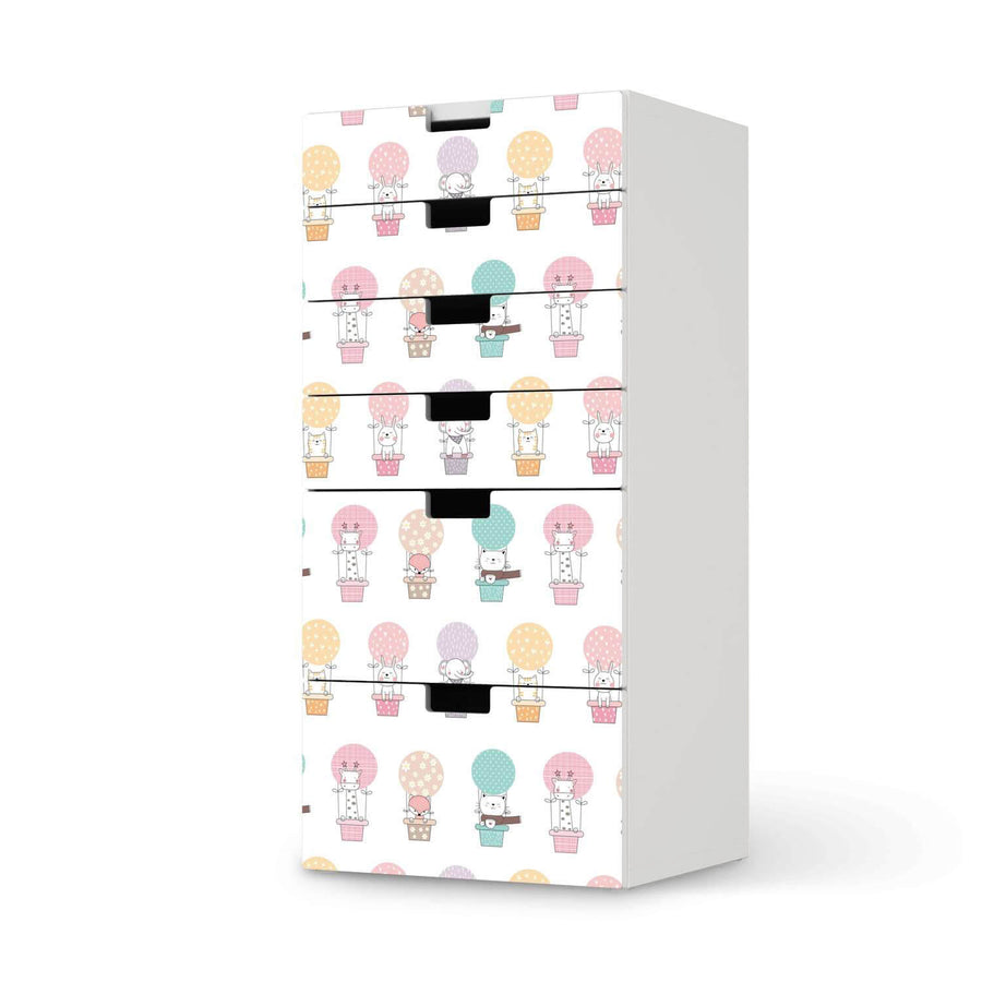 Klebefolie für Möbel Flying Animals - IKEA Stuva Kommode - 6 Schubladen  - weiss