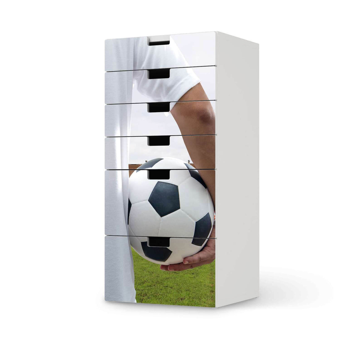 Klebefolie für Möbel Footballmania - IKEA Stuva Kommode - 6 Schubladen  - weiss