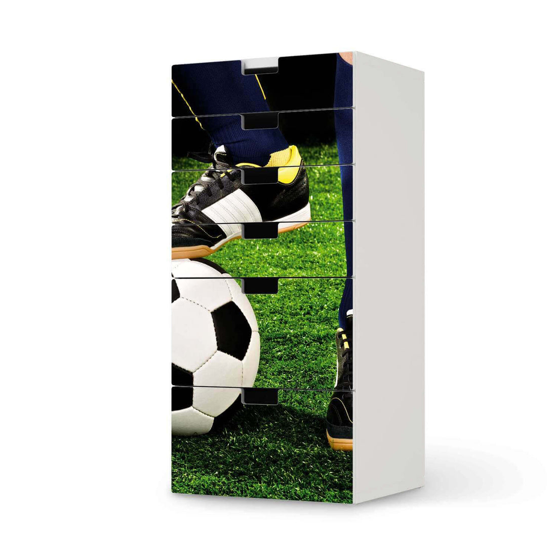 Klebefolie für Möbel Fussballstar - IKEA Stuva Kommode - 6 Schubladen  - weiss