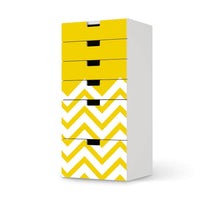 Klebefolie für Möbel Gelbe Zacken - IKEA Stuva Kommode - 6 Schubladen  - weiss