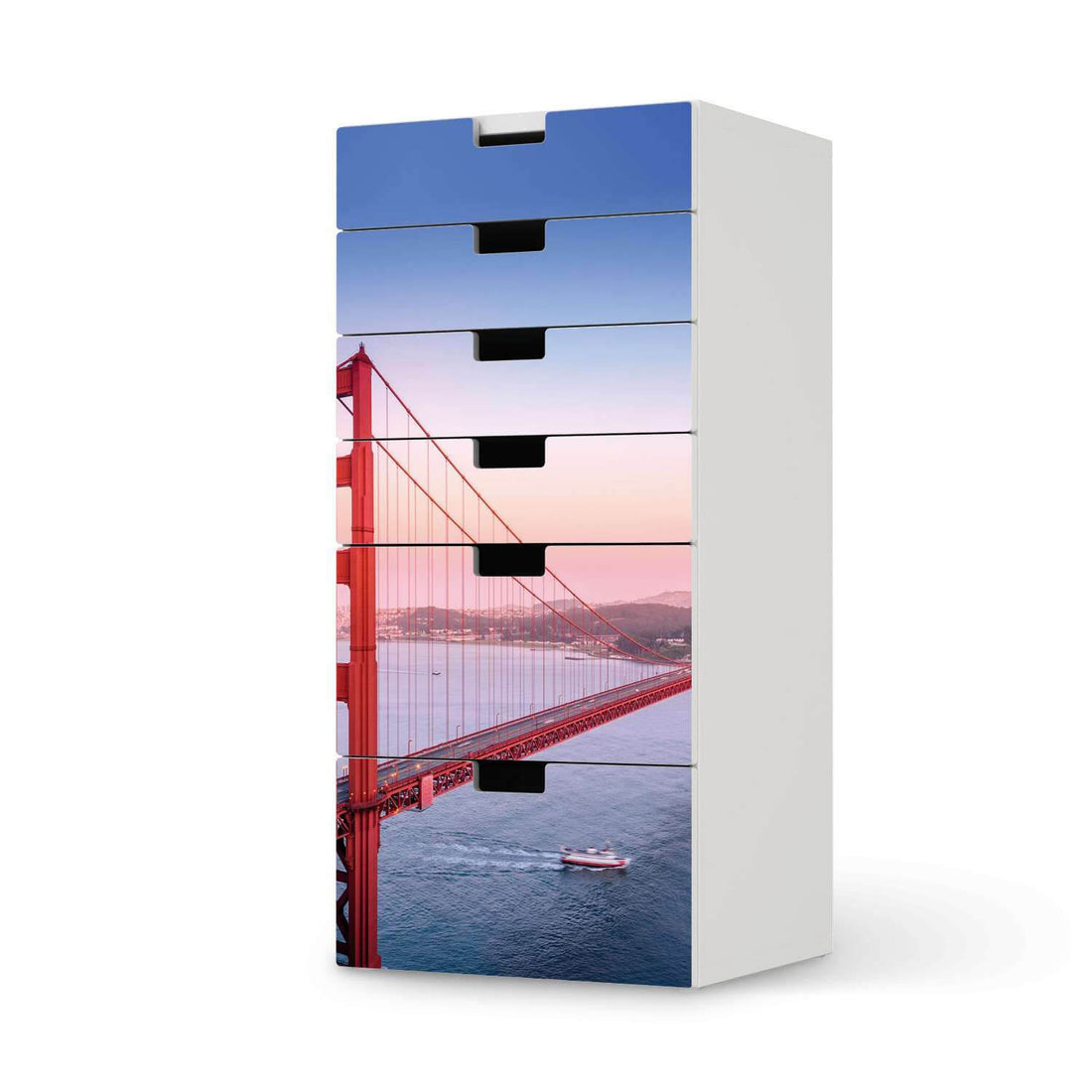 Klebefolie für Möbel Golden Gate - IKEA Stuva Kommode - 6 Schubladen  - weiss