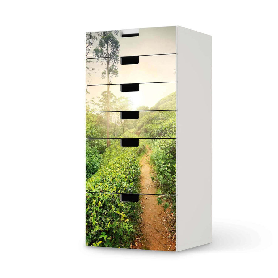 Klebefolie für Möbel Green Tea Fields - IKEA Stuva Kommode - 6 Schubladen  - weiss