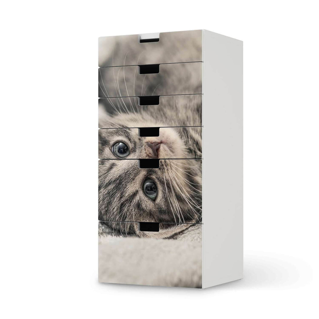 Klebefolie für Möbel Kitty the Cat - IKEA Stuva Kommode - 6 Schubladen  - weiss