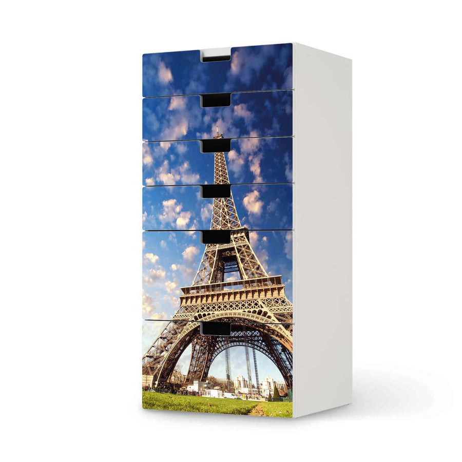 Klebefolie für Möbel La Tour Eiffel - IKEA Stuva Kommode - 6 Schubladen  - weiss