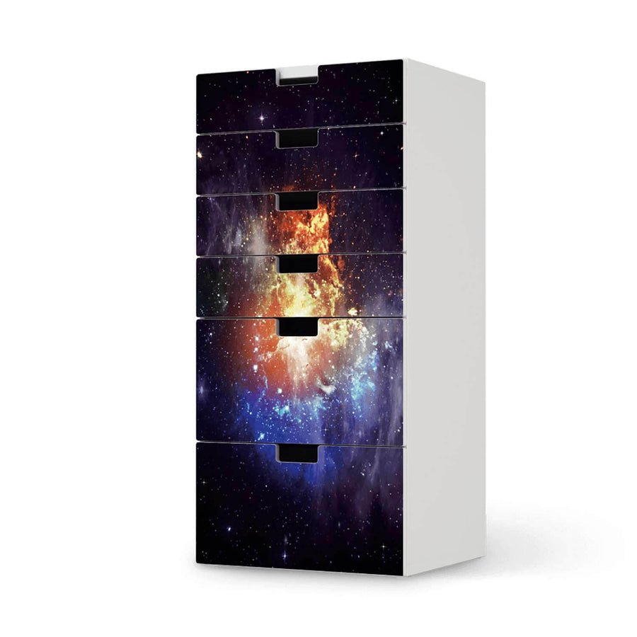 Klebefolie für Möbel Nebula - IKEA Stuva Kommode - 6 Schubladen  - weiss
