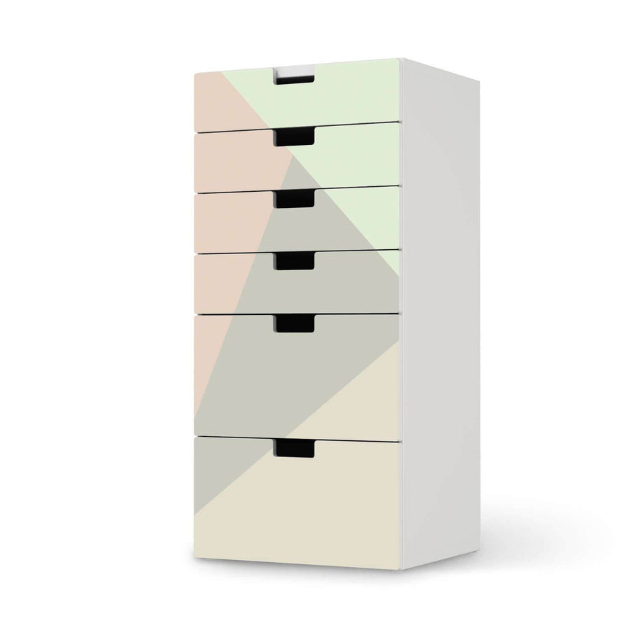 Klebefolie für Möbel Pastell Geometrik - IKEA Stuva Kommode - 6 Schubladen  - weiss