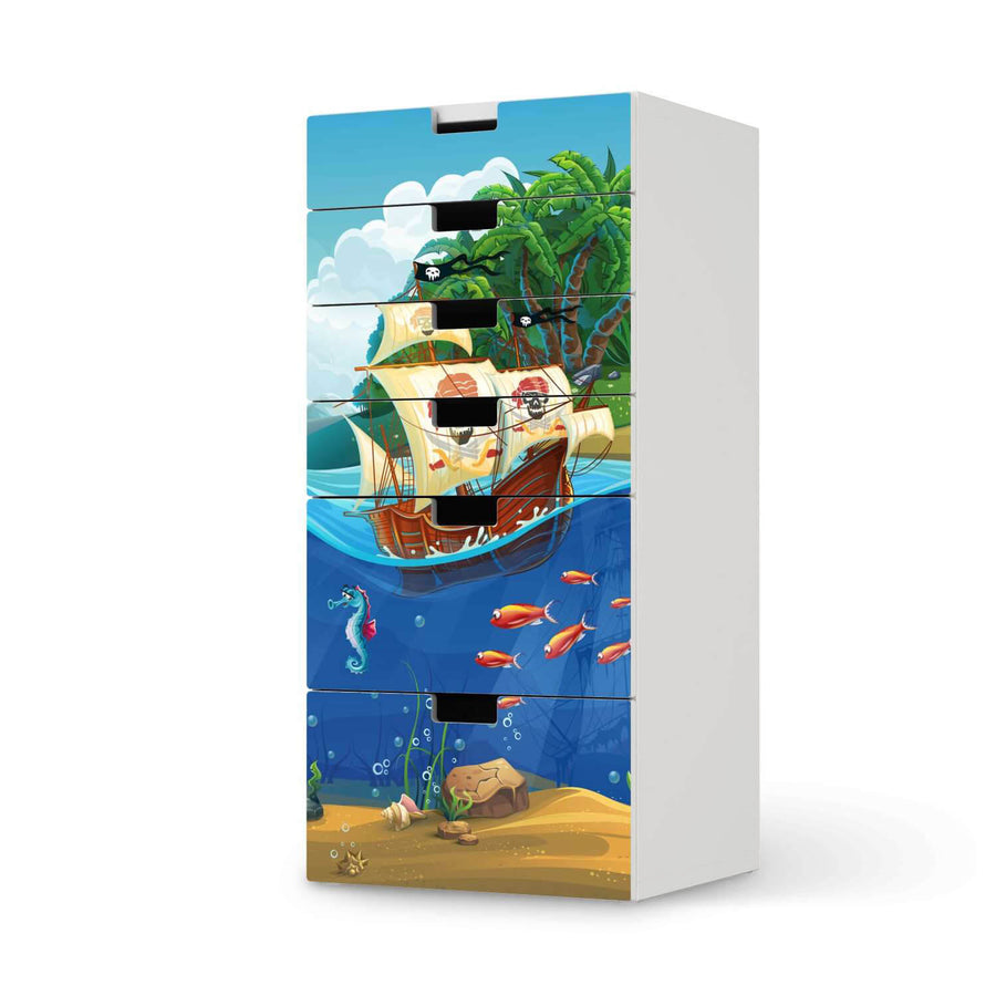 Klebefolie für Möbel Pirates - IKEA Stuva Kommode - 6 Schubladen  - weiss