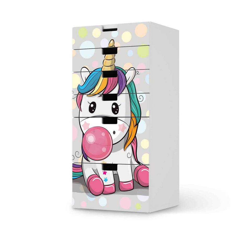 Klebefolie für Möbel Rainbow das Einhorn - IKEA Stuva Kommode - 6 Schubladen  - weiss