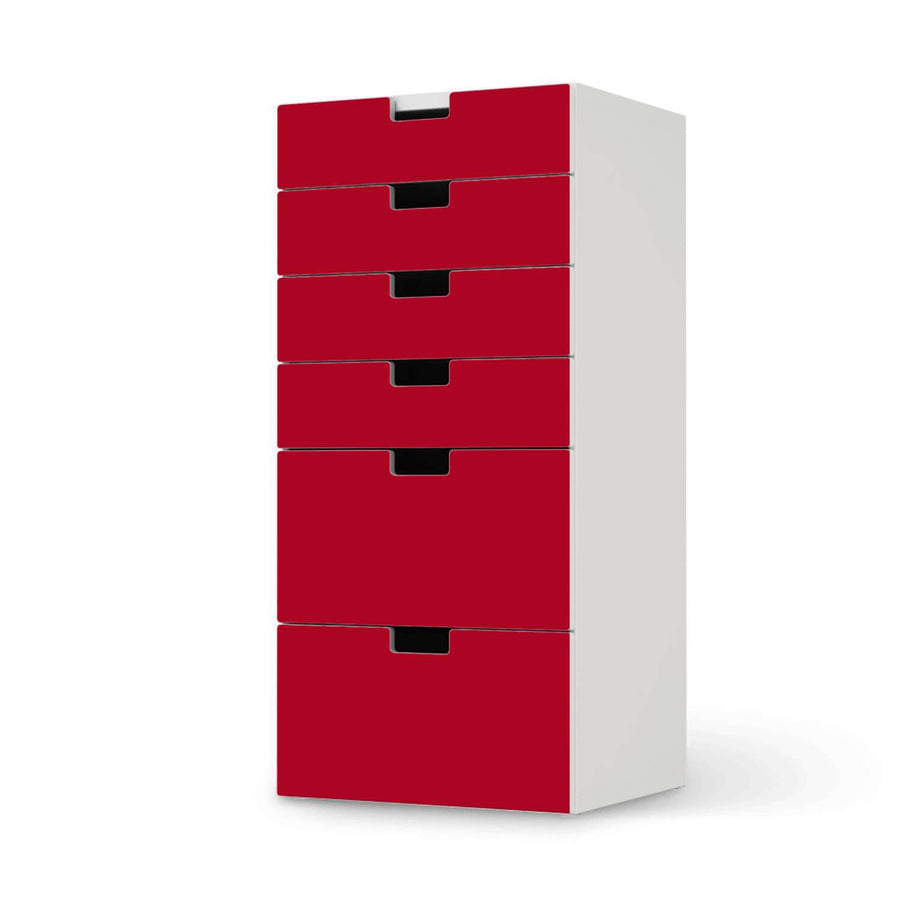 Klebefolie für Möbel Rot Dark - IKEA Stuva Kommode - 6 Schubladen  - weiss