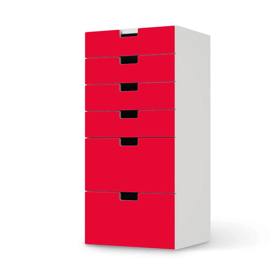 Klebefolie für Möbel Rot Light - IKEA Stuva Kommode - 6 Schubladen  - weiss