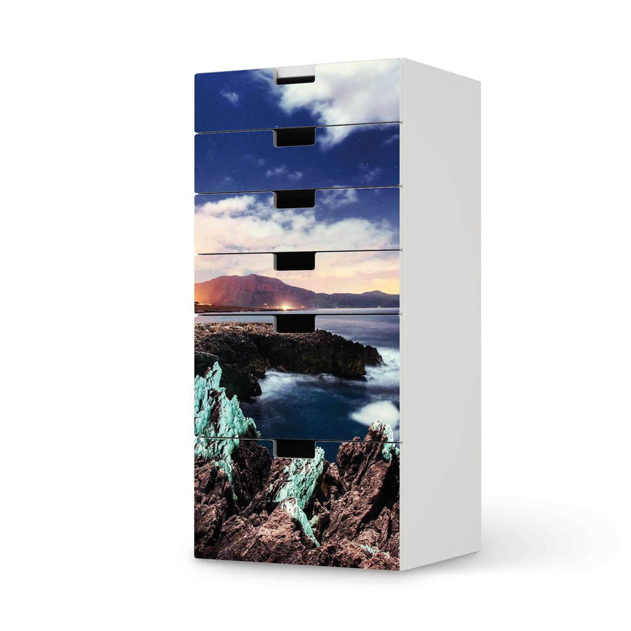 Klebefolie für Möbel Seaside - IKEA Stuva Kommode - 6 Schubladen  - weiss